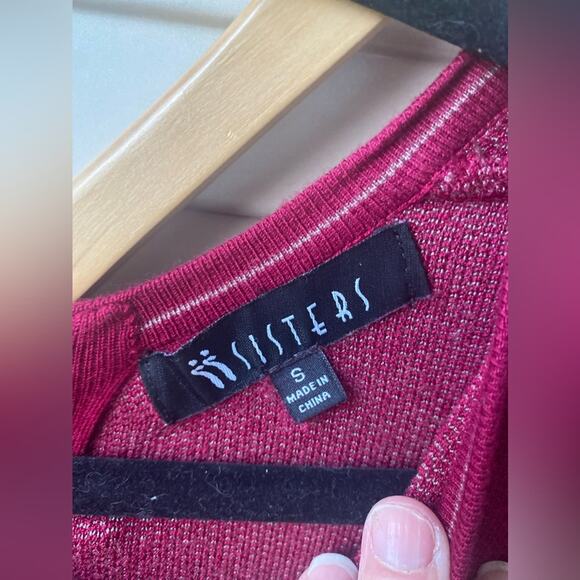 Sisters Dress Cranberry Sweater with Gray Medallion Jacquard Back Zipper small - Picture 6 of 9